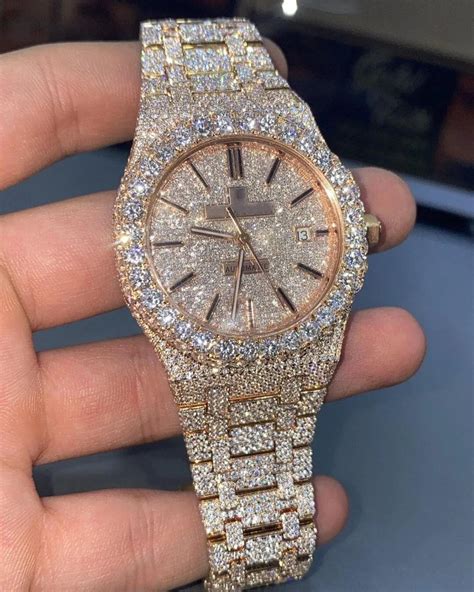 fake ice watch|moissanite bust down watch.